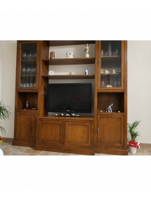 PARETE ATTREZZATA IN LEGNO ARTE POVERA NOCE 225X50X220 (582)
