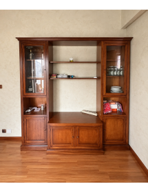 PARETE ATTREZZATA IN LEGNO ARTE POVERA NOCE 225X50X220 (582)