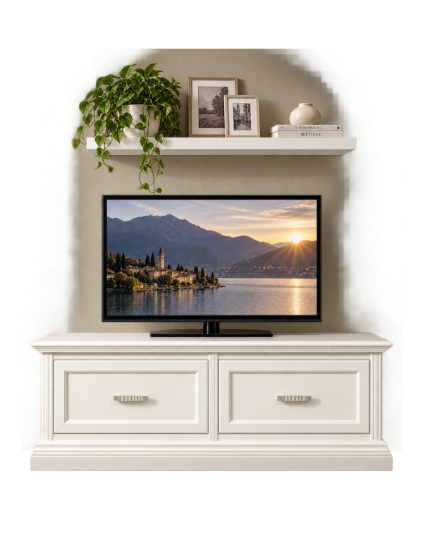 PARETE ATTREZZATA PORTA TV IN LEGNO LACCATO VARI COLORI L.128