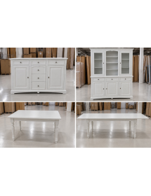 Soggiorno Sala Completa Classica in Legno Shabby Chic Bianco