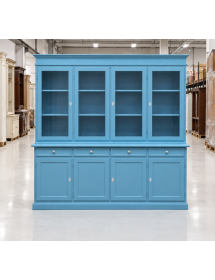 Cristalliera shabby 4 porte 4 cassetti legno azzurro 205X42X205