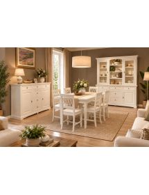 Soggiorno Sala Completa Classica in Legno Shabby Chic Bianco