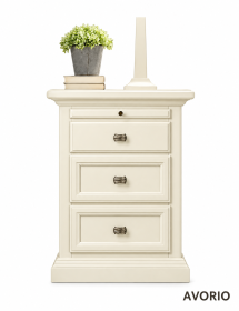 COMODINO 3 CASSETTI 1 TIRETTO IN LEGNO MASSELLO VARI COLORI L.52 P.38 H.70