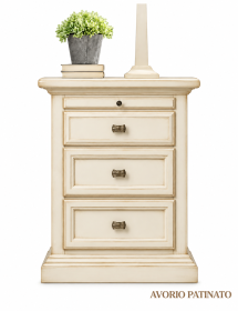 COMODINO 3 CASSETTI 1 TIRETTO IN LEGNO MASSELLO VARI COLORI L.52 P.38 H.70