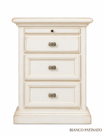 COMODINO 3 CASSETTI 1 TIRETTO IN LEGNO MASSELLO VARI COLORI L.52 P.38 H.70
