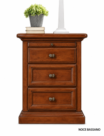COMODINO 3 CASSETTI 1 TIRETTO IN LEGNO MASSELLO VARI COLORI L.52 P.38 H.70