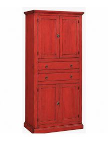 ARMADIO DISPENSA 4 PORTE ARTE POVERA IN LEGNO ROSSO CONSUMATO 80x40x170 (394)