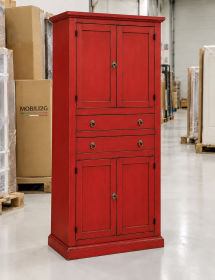 ARMADIO DISPENSA 4 PORTE ARTE POVERA IN LEGNO ROSSO CONSUMATO 80x40x170 (394)