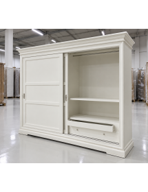ARMADIO IN LEGNO CLASSICO 2 ANTE SCORREVOLI LEGNO BIANCO 300X68X255