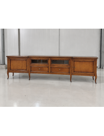 PORTA TV CLASSICO IN LEGNO 2 ANTE 2 CASSETTI 2 RIBALTE FINITURA BASSANO L.220 P.50 H.55