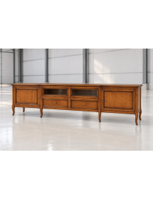 PORTA TV CLASSICO IN LEGNO 2 ANTE 2 CASSETTI 2 RIBALTE FINITURA BASSANO L.220 P.50 H.55