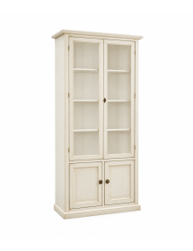 VETRINA CLASSICA IN LEGNO BIANCO ANTICATO 90X41X186H (1387)