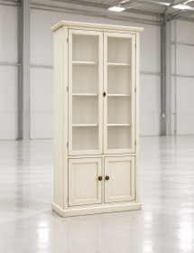 VETRINA CLASSICA IN LEGNO BIANCO ANTICATO 90X41X186H (1387)