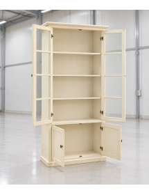 VETRINA CLASSICA IN LEGNO BIANCO ANTICATO 90X41X186H (1387)