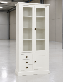 Vetrina 3 ante arte povera in legno bianca 90x41x186 (1388)