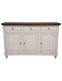 Madia Credenza Shabby chic bicolore in legno 3 porte 150x43x98 vista frontale