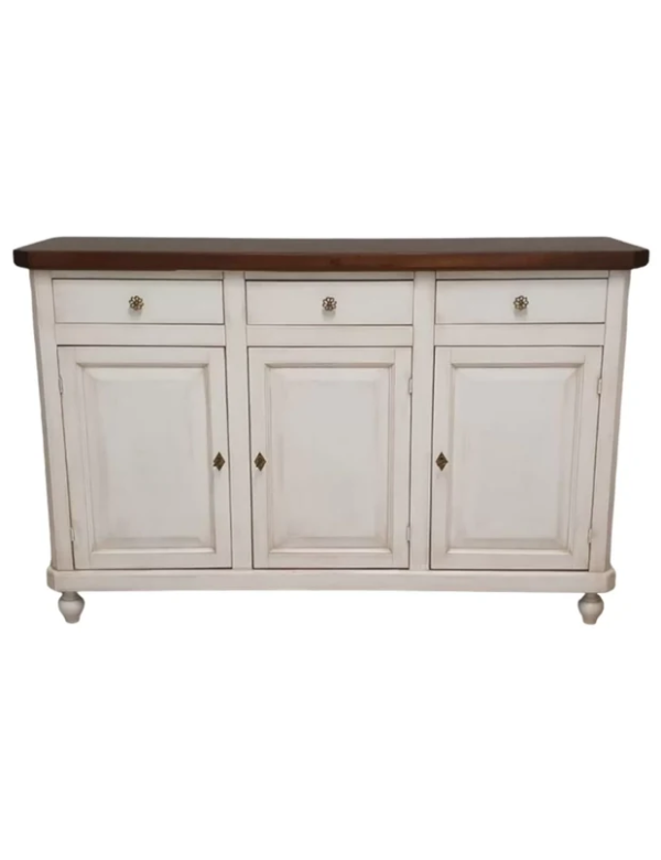 Madia Credenza Shabby chic bicolore in legno 3 porte 150x43x98 vista frontale