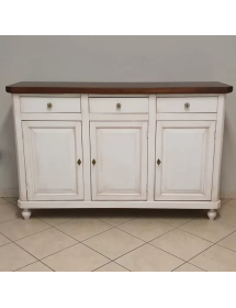 Madia Credenza Shabby chic bicolore in legno 3 porte 150x43x98