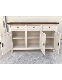 Madia Credenza Shabby chic bicolore in legno 3 porte 150x43x98