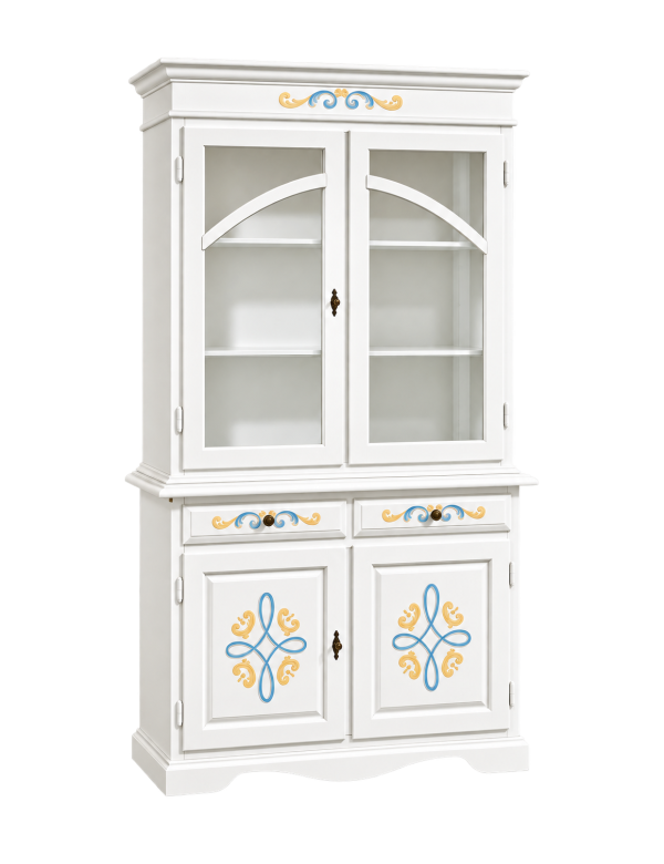 Cristalliera Classica 2 Porte in Legno Decori Vari Colori 105X42X205 VISTA FRONTALE