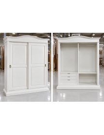 Armadio arte povera 2 ante scorrevoli legno bianco 183x67x222
