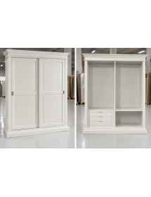 Armadio arte povera 2 Ante scorrevoli legno bianco shabby 183x67x212