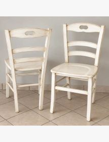 Tavolo Allungabile 120x80 con 4 Sedie con Seduta in Legno Bianco Anticato Shabby Arte Povera
