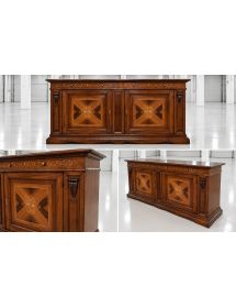 Madia Classica 2 Porte Intarsiata Legno Noce Bassano da Soggiorno / Ingresso – 213x55x115 cm