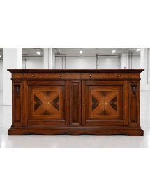 Madia Classica 2 Porte Intarsiata Legno Noce Bassano da Soggiorno / Ingresso – 213x55x115 cm