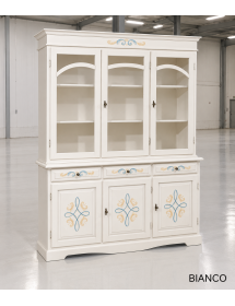 Cristalliera Classica 3 Porte in Legno - Decorata Vari Colori 156x42x205
