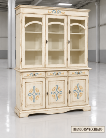 Cristalliera Classica 3 Porte in Legno - Decorata Vari Colori 156x42x205