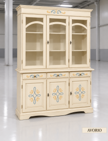 Cristalliera Classica 3 Porte in Legno - Decorata Vari Colori 156x42x205