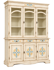Cristalliera Classica 3 Porte in Legno - Decorata Vari Colori 156x42x205 vista frontale
