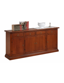 Credenza 4 porte arte povera legno noce vari colori 204X47X97 vista frontale