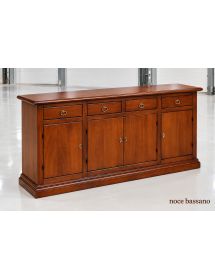 Credenza 4 porte arte povera legno noce vari colori 204X47X97