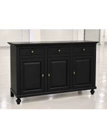 Madia Credenza 3 Ante Legno shabby nero 158x45x98