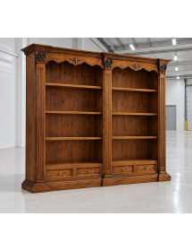 LIBRERIA IN LEGNO TINTA NOCE STILE CORINTIO 254x49x211 (160)