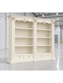 Libreria Classica in Legno Massello Parete Attrezzata bianco sporco 254x49x211 cm