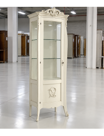 VETRINA IN LEGNO CLASSICA SHABBY 1 PORTA SX BIANCO 78X49X212