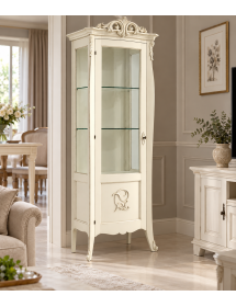 VETRINA IN LEGNO CLASSICA SHABBY 1 PORTA SX BIANCO 78X49X212