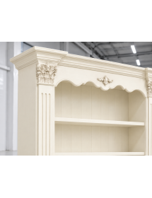 Libreria Classica in Legno Massello Parete Attrezzata bianco sporco 254x49x211 cm