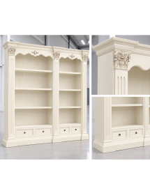 Libreria Classica in Legno Massello Parete Attrezzata bianco sporco 254x49x211 cm
