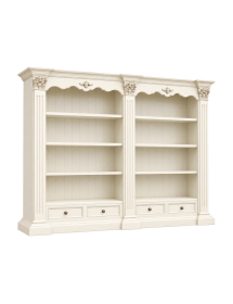 Libreria Classica in Legno Massello Parete Attrezzata bianco sporco 254x49x211 cm