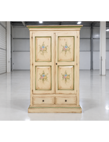 ARMADIO 2 PORTE IN LEGNO SHABBY AVORIO ANTICATO VERDE DECORI 125X61X200