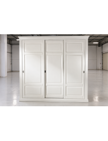 Armadio 3 porte scorrevoli legno shabby bianco 294x65x258