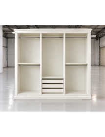 Armadio 3 porte scorrevoli legno shabby bianco 294x65x258