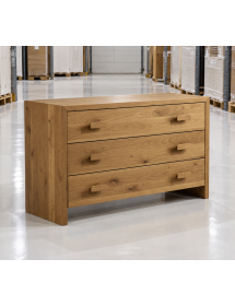 CASSETTIERA CORTINA 3 CASSETTI LEGNO MASSELLO DI ABETE 120x50x80 (3...
