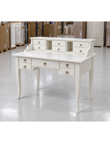 Scrivania 11 cassetti shabby legno bianco 120X57X104