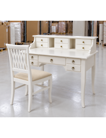 Scrivania 11 cassetti shabby legno bianco 120X57X104