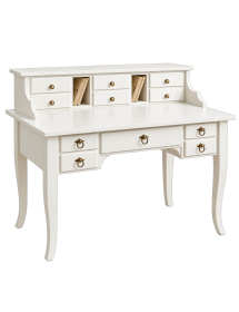 Scrivania 11 cassetti shabby legno bianco 120X57X104 vista frontale